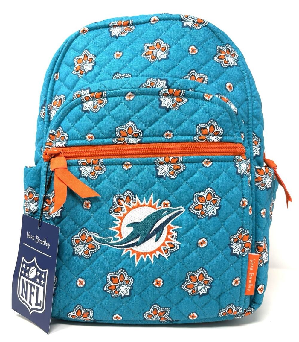 Vera Bradley NFL Miami Dolphins Small Backpack Quilted Cotton Bandana Print NWT